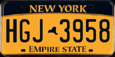 NY license plate HGJ3958