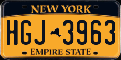 NY license plate HGJ3963