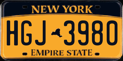 NY license plate HGJ3980