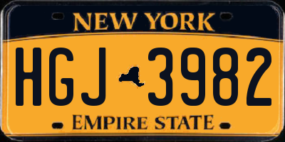 NY license plate HGJ3982