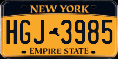 NY license plate HGJ3985