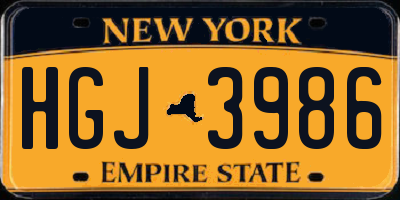 NY license plate HGJ3986