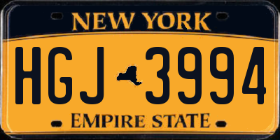 NY license plate HGJ3994