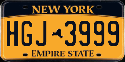 NY license plate HGJ3999