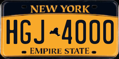 NY license plate HGJ4000