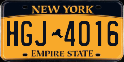 NY license plate HGJ4016