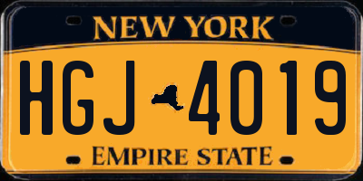 NY license plate HGJ4019