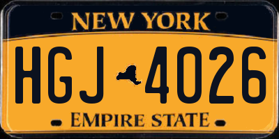 NY license plate HGJ4026