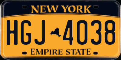 NY license plate HGJ4038