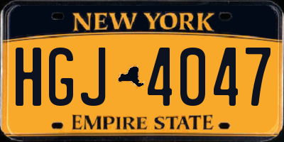 NY license plate HGJ4047