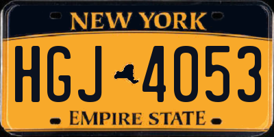 NY license plate HGJ4053