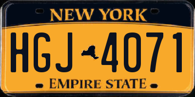 NY license plate HGJ4071