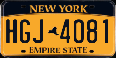 NY license plate HGJ4081
