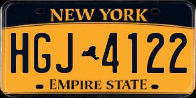 NY license plate HGJ4122