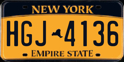 NY license plate HGJ4136