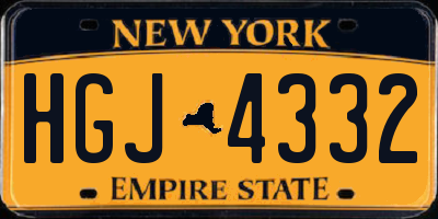 NY license plate HGJ4332
