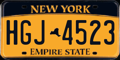 NY license plate HGJ4523