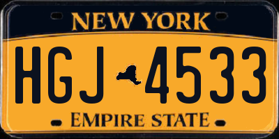 NY license plate HGJ4533