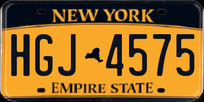 NY license plate HGJ4575