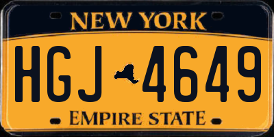 NY license plate HGJ4649