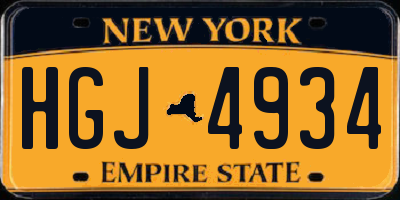 NY license plate HGJ4934