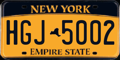 NY license plate HGJ5002