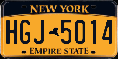 NY license plate HGJ5014