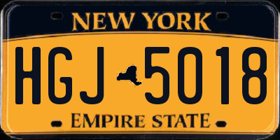 NY license plate HGJ5018