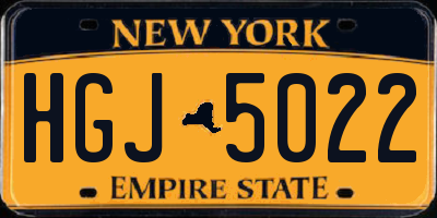 NY license plate HGJ5022