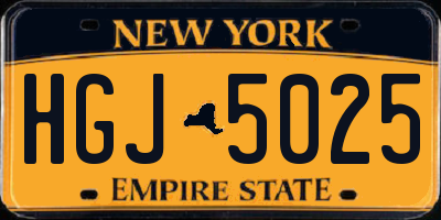 NY license plate HGJ5025
