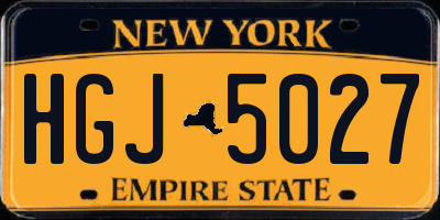 NY license plate HGJ5027