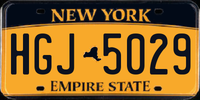 NY license plate HGJ5029