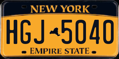 NY license plate HGJ5040