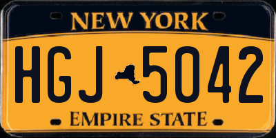 NY license plate HGJ5042