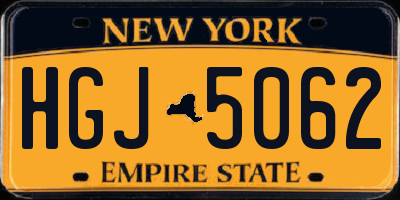 NY license plate HGJ5062