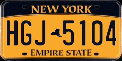 NY license plate HGJ5104