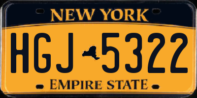 NY license plate HGJ5322