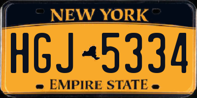 NY license plate HGJ5334