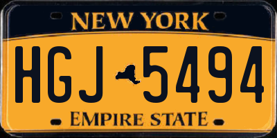NY license plate HGJ5494