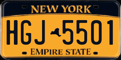 NY license plate HGJ5501