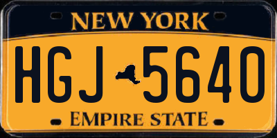 NY license plate HGJ5640