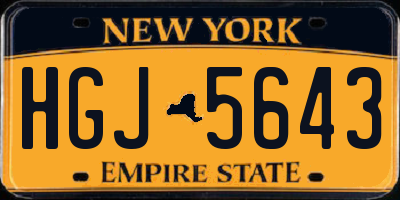 NY license plate HGJ5643