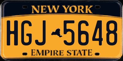 NY license plate HGJ5648