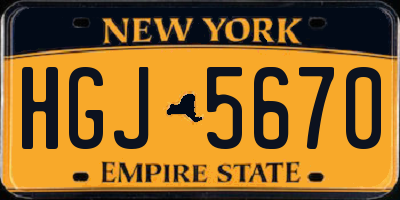 NY license plate HGJ5670