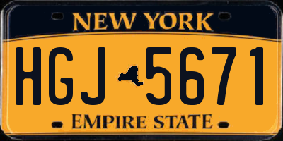 NY license plate HGJ5671