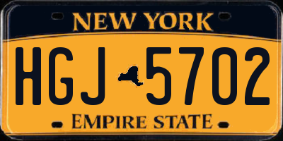 NY license plate HGJ5702