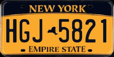 NY license plate HGJ5821