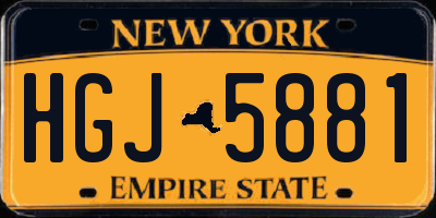 NY license plate HGJ5881