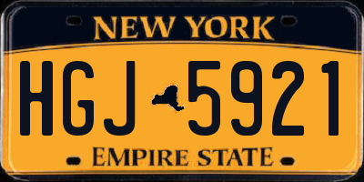 NY license plate HGJ5921