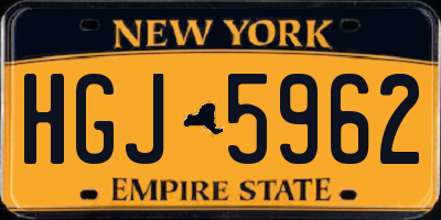 NY license plate HGJ5962